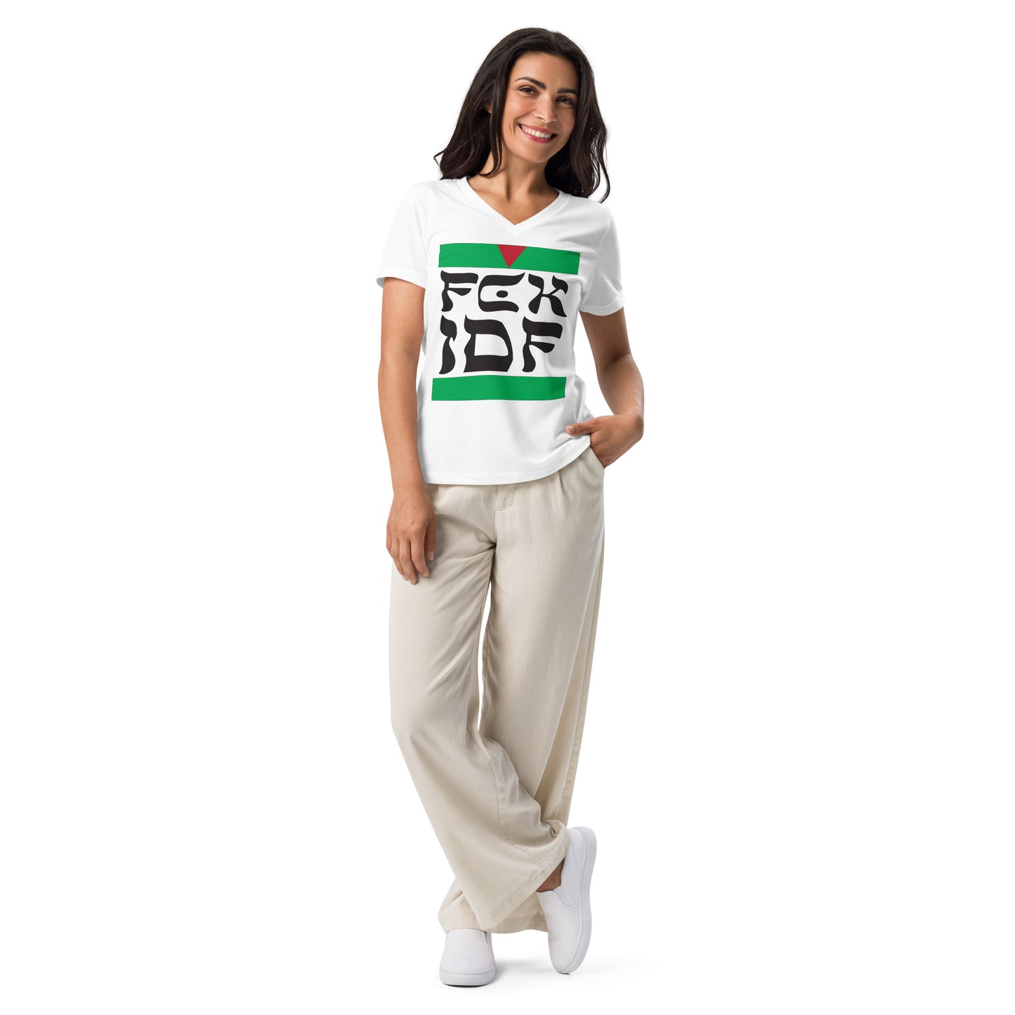 FCK IDF Women's V-Neck T-Shirt - White